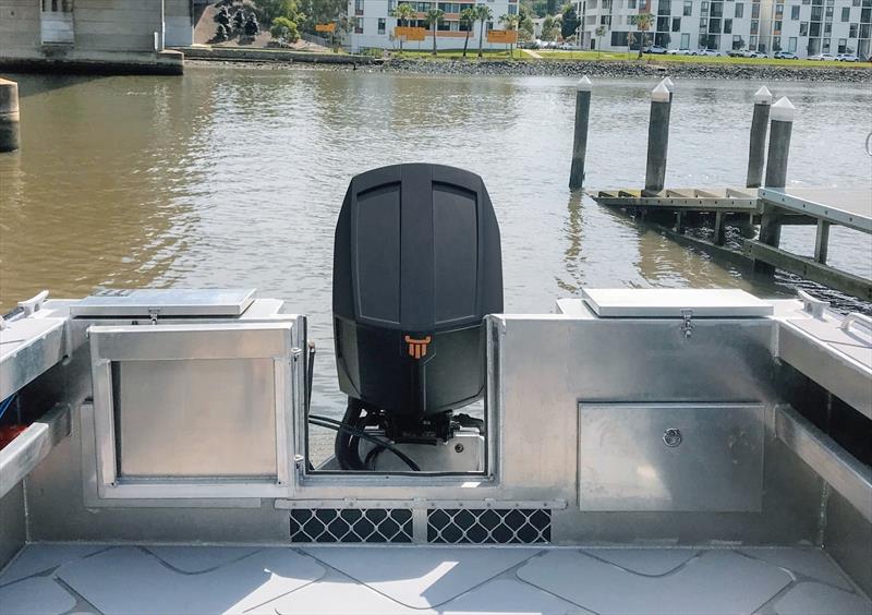 Transom designed to accommodate a heavier diesel outboard engine in-line with the overall commercial focus of the 750ULR photo copyright Power Equipmen taken at  and featuring the Fishing boat class