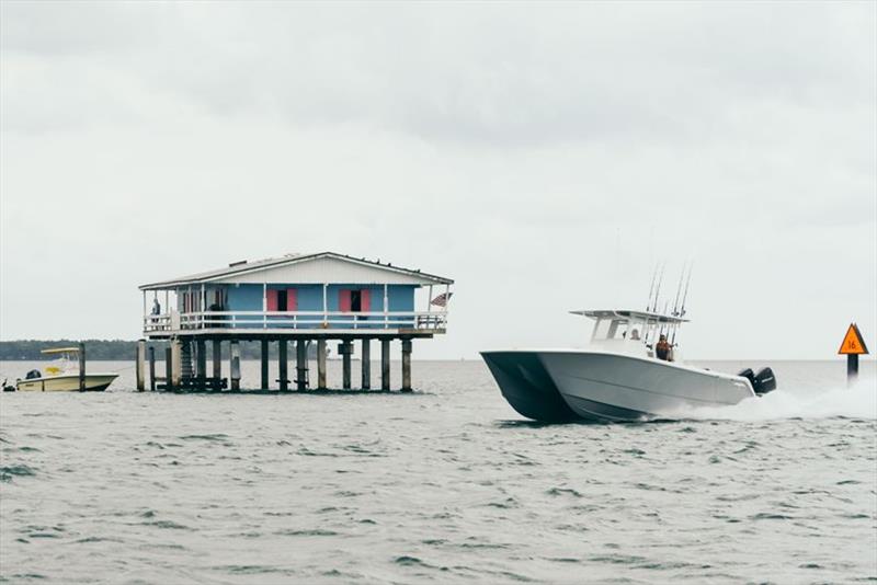 Invincible 35' Catamaran running photo copyright Boat Monster taken at  and featuring the Fishing boat class