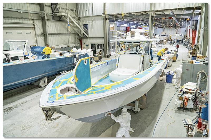 Bustling activity on the line at Viking Mullica - photo © Viking Yachts