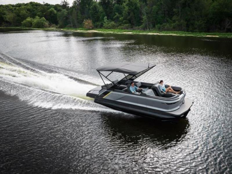 All-new Manitou pontoons revolutionize the boating experience with a timeless, modern design, a one-of-a-kind on-board experience and groundbreaking Rotax Outboard Engine photo copyright BRP taken at  and featuring the Fishing boat class