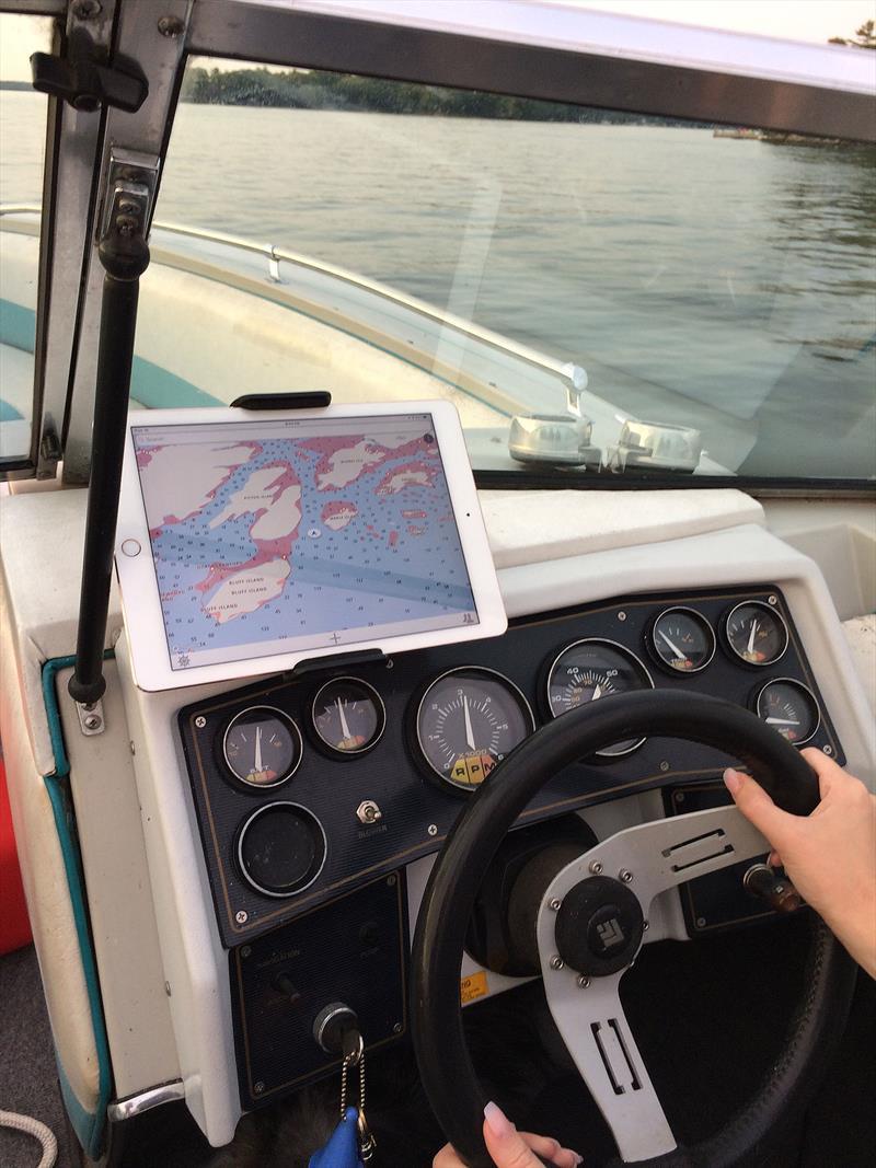 Wavve Boating displayed on an iPad fixed to a user's boat as they monitor their course photo copyright Wavve Boating taken at  and featuring the Fishing boat class