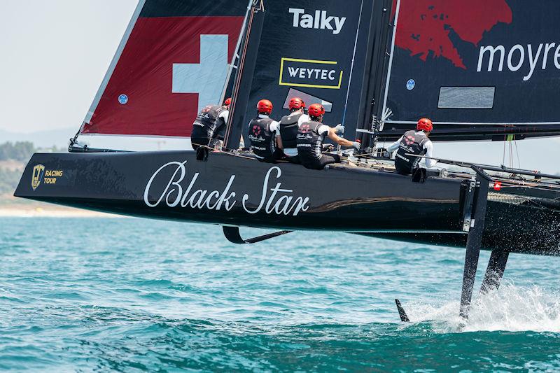 Christian Zuerrer's Black Star Sailing Team at pace during the GC32 Lagos Cup 2023 - photo © GC32 Racing Tour / Tó Mané