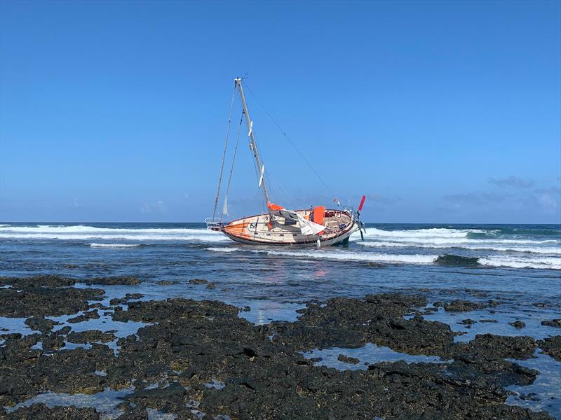 Guy deBoer's Tashiba 36 Spirit ran aground at night on the north coast of Fuerteventura, Las Palmas in the Canaries, during the GGR 2022 - photo © GGR2022 / Alex Craig