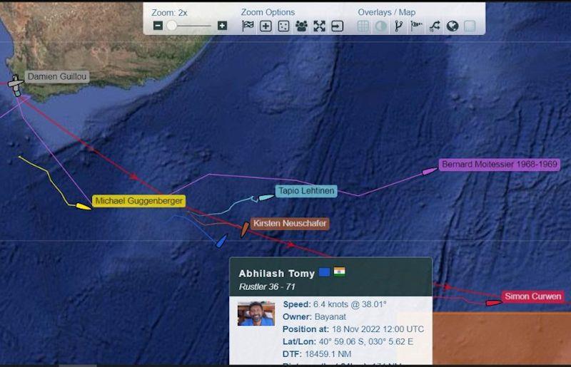 Racers closest to Tapio Lehtinen's last known position - photo © Golden Globe Race