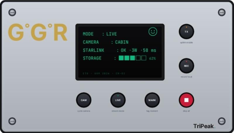 Proposed GGR Live Window skipper control board, designed to protect 1968 ethos of the GGR. The sailor has only simple ON/OFF controls to transmit live video during their scheduled window, with no data readout, no incoming info and no communication functio - photo © TriPeak / GGR2026