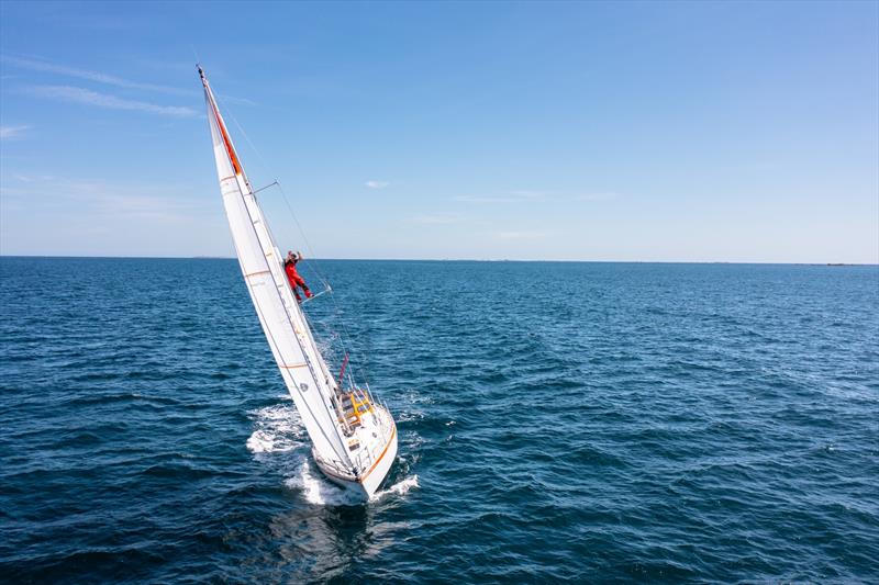 First to tick every box: French skipper Damien Guillou puts Solarem, his Rustler 36, through her final sailing trials. An experienced offshore racer and boat captain, Damien prepared early, tested every system and left nothing to chance - photo © Marin LE ROUX – polaRYSE / Solarem
