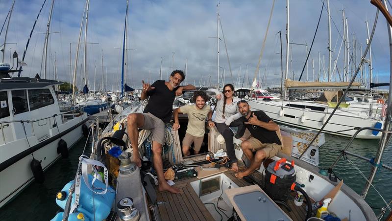 It takes a team to prepare for a solo race: Daniel Pinsky with friends and supporters aboard Baba 35 Exodus. Daniel once believed his campaign would be a personal journey, but the growing team around him has accelerated the final preparations - photo © Team Daniel Pinsky