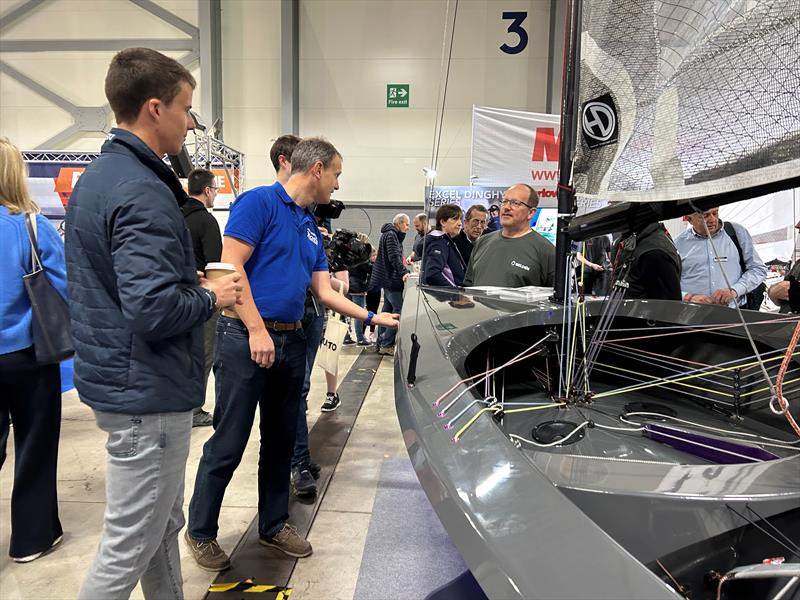 Micky Beckett & Mark Jardine judging for the Concours d'Elegance at the RYA Dinghy & Watersports Show 2023 photo copyright RYA taken at RYA Dinghy Show and featuring the Hadron H2 class