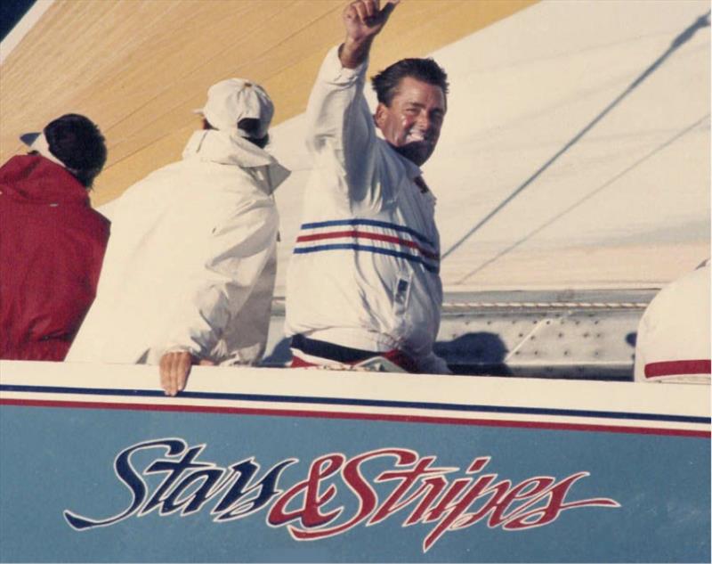 In 1987, skippering 'Stars & Stripes' Dennis Conner and his team wins back the America's Cup in Fremantle. The team's Henri-Lloyd kit featured a hooped red and navy stripe across the front of the jacket for the first time photo copyright Henri-Lloyd taken at  and featuring the  class