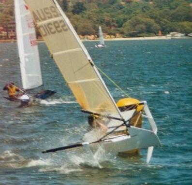 A race winner at the Worlds, Brett Burvill's foiling Moth showed not just amazing speed but the ability to sustain around a race course. But, was it a Moth - or a trimaran? - photo © IMCA