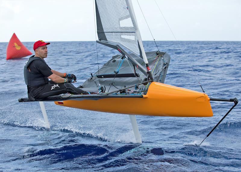 International Moth sailor Andy Budgen reins in the ‘beast' photo copyright Peter Marshall / BSW taken at Barbados Yacht Club and featuring the International Moth class