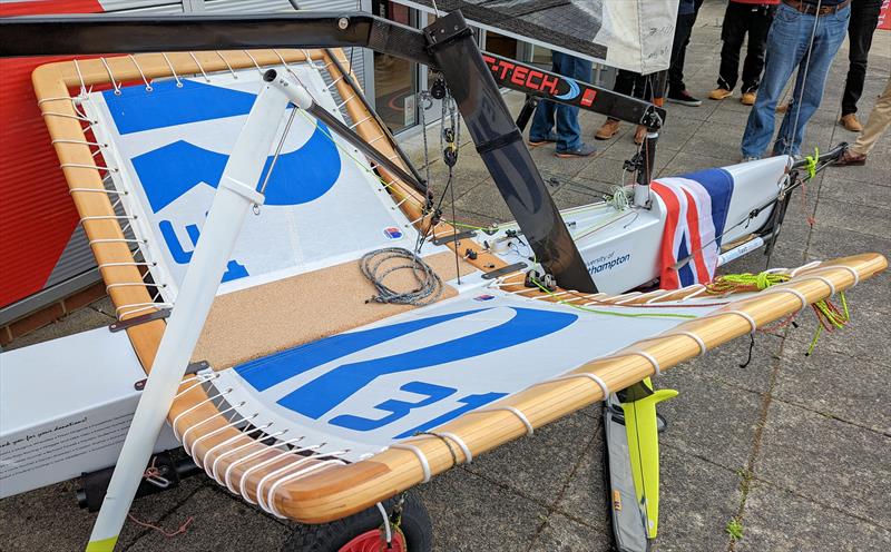 The Southampton University Team foiling Moth 'Moonshots' with her beautiful spruce wings photo copyright Mark Jardine taken at  and featuring the International Moth class