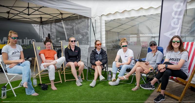 Participating sailors in the sailing forum at the 2023 Moth Worlds from left: Hattie Rogers (GBR), Lisa Schweigert (GER), Helena Scutt (USA), Emily Nagel (BER), Bella Fellows (GBR), Josie Gliddon (GBR), Franzi Mage (GER) - photo © Mark Jardine / IMCA UK