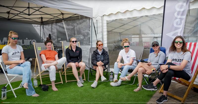 Participating sailors in the sailing forum at the 2023 Moth Worlds from left: Hattie Rogers (GBR), Lisa Schweigert (GER), Helena Scutt (USA), Emily Nagel (BER), Bella Fellows (GBR), Josie Gliddon (GBR), Franzi Mage (GER) - photo © Mark Jardine / IMCA UK