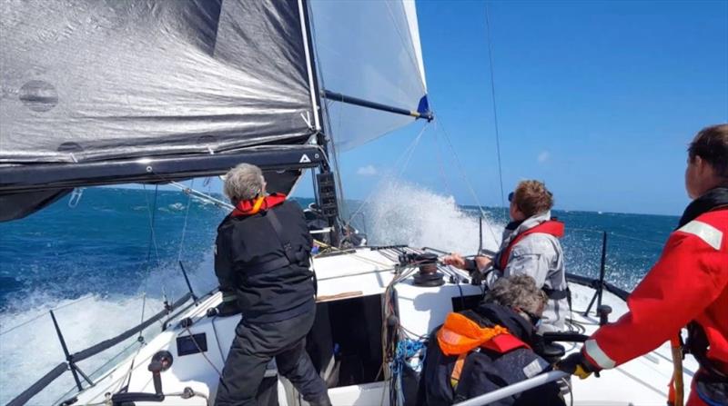 Thomas Kneen's JPK 1180 Sunrise, sailed by Stuart Greenfield. 'sending it' to Beachy Head - photo © Leo Britton