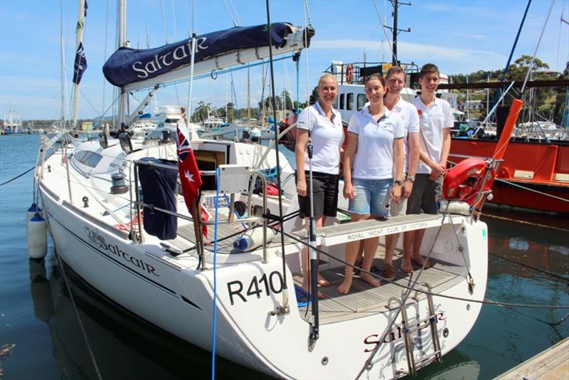 The Allard adventure family from Victoria aboard Saltair at Tamar Yacht Club today - Launceston to Hobart Race photo copyright Peter Watson taken at Tamar Yacht Club and featuring the IRC class