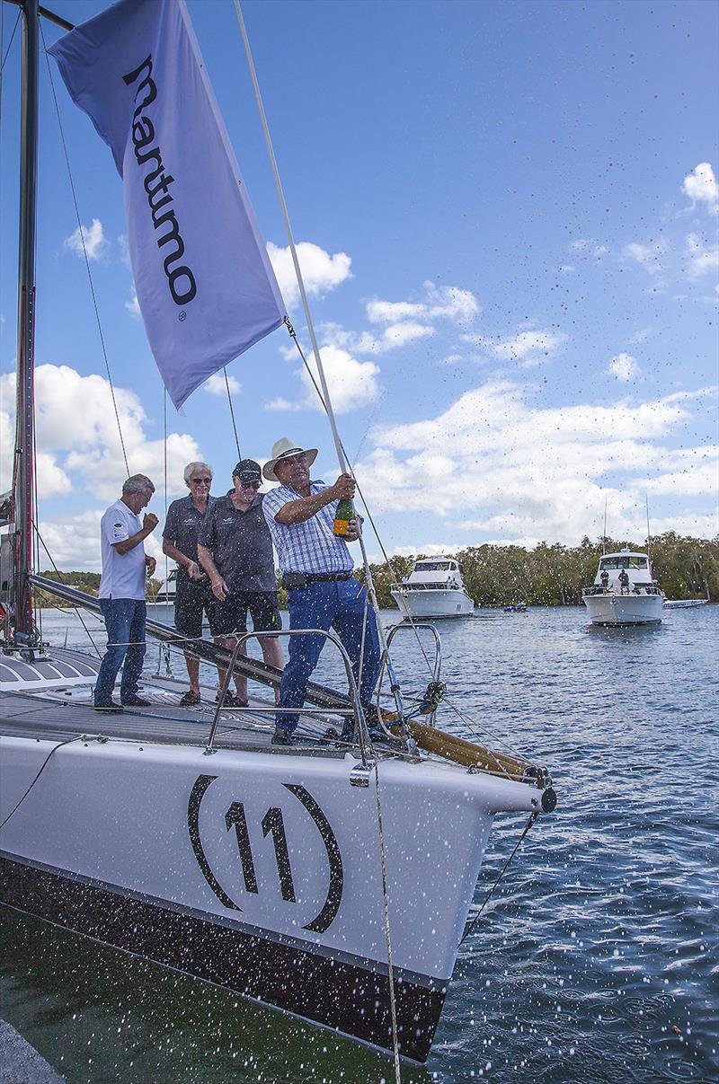 Gold Coast Mayor, Tom Tate, lets the Champagne fly... - photo © Maritimo