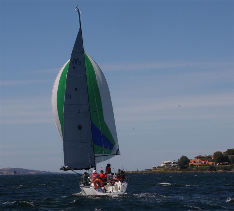 Hobart Combined Clubs Long Race Series - Race 4: Division 2 IRC winner Footloose on the run photo copyright Andrew Burnett taken at Royal Yacht Club of Tasmania and featuring the IRC class