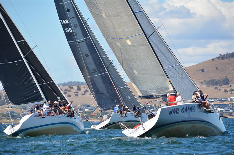 Combined Clubs Harbour Pennant Race 4: Tight racing for the start of Division 1's short course racing photo copyright Colleen Darcey taken at Derwent Sailing Squadron and featuring the IRC class