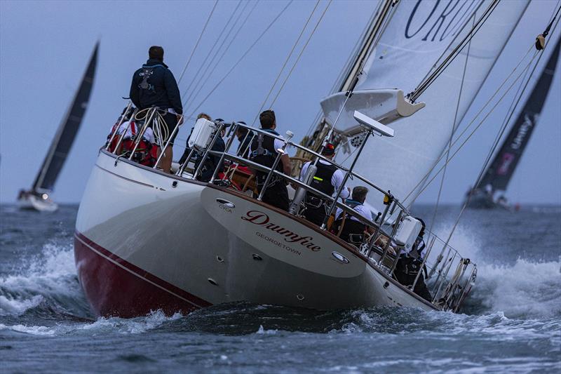 Oroton Drumfire loving the wind and waves leaving Sydney Heads photo copyright CYCA | Andrea Francolini taken at Cruising Yacht Club of Australia and featuring the IRC class