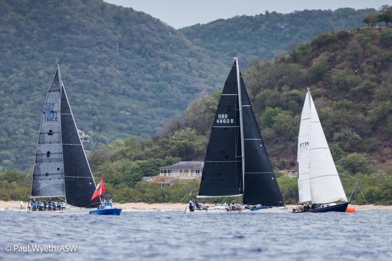 Escapado, El Ocaso and Huey Too racing in the Peters & May Round Antigua Race - photo © Paul Wyeth / www.pwpictures.com