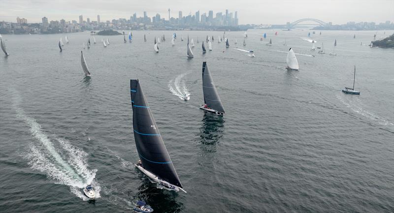 The fleet sailing through Sydney Harbour during an exceptionally light start photo copyright CYCA | SailMedia taken at Cruising Yacht Club of Australia and featuring the IRC class