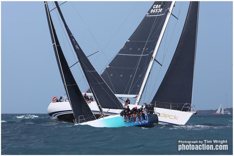 Pamala Baldwin's J/122 Liquid (ANT) & Peter Anthony's Farr 65 Spirit of Juno (ANT) - 2020 Grenada Sailing Week photo copyright Tim Wright taken at  and featuring the J/122 class