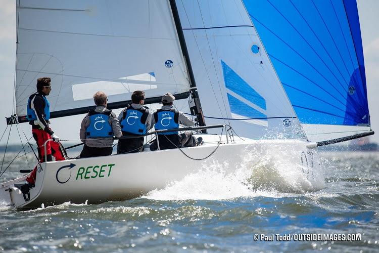 Skipper Peter Barrett and crew of the J/70 “Reset” use the opportunity of a high-wind cancellation on the opening day of the Helly Hansen NOOD Regatta Annapolis to get in some practice photo copyright Paul Todd / www.outsideimages.com taken at Annapolis Yacht Club and featuring the J70 class