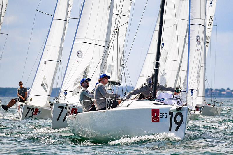 J/70 - Laura Grondin / Taylor Canfield / Luke Muller / Malcolm Lamphere advance into the lead - 97th Bacardi Cup photo copyright Martina Orsini taken at Coral Reef Yacht Club and featuring the J70 class
