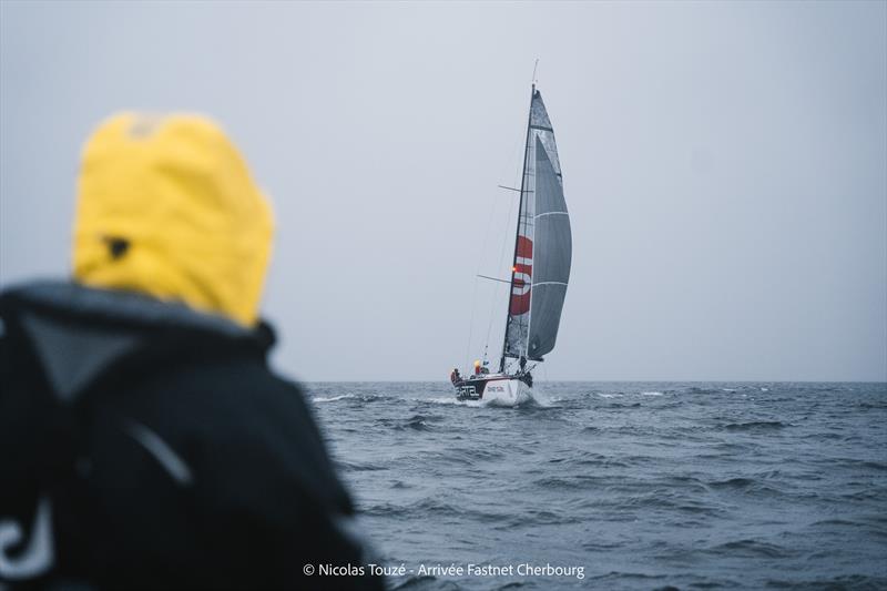 J/99 Axesail finishes the Rolex Fastnet Race photo copyright Nicolas Touzé - Arrivée Fastnet Cherbourg taken at Royal Ocean Racing Club and featuring the  class
