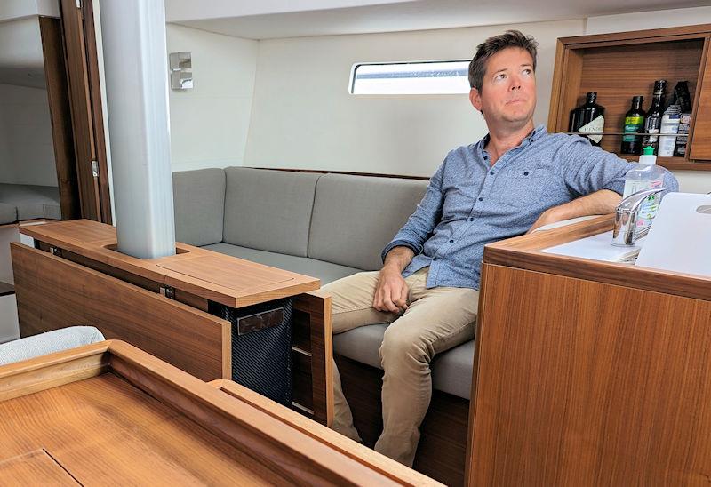 Frédéric Bouvier in the saloon of the J/112E - photo © Mark Jardine