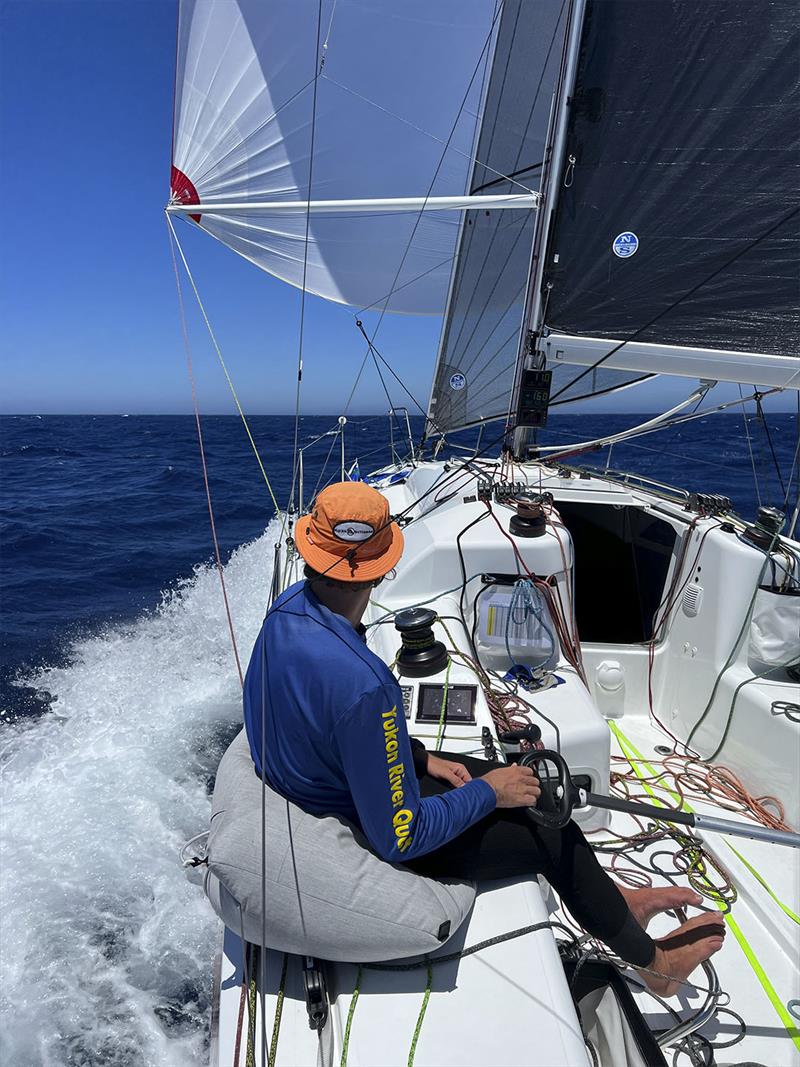 On board Sun Fast Racing with Lincoln Dews on the tiller, and that square bag getting a workout already photo copyright Lee Condell taken at Cruising Yacht Club of Australia and featuring the Jeanneau class