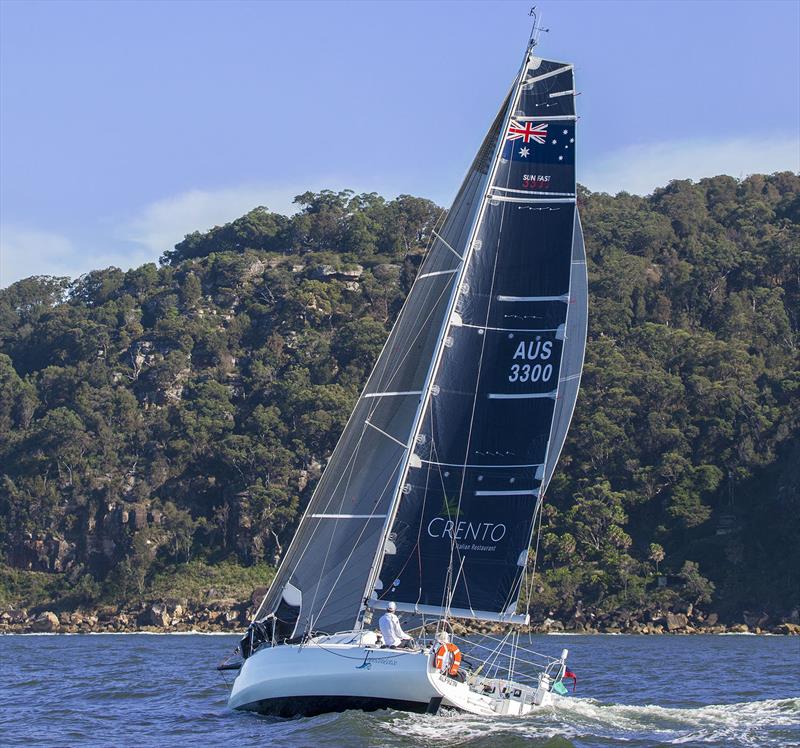 Transcendence Crento approaching West Head on Broken Bay during training in the lead up to the 2022 Sydney Hobart photo copyright John Curnow taken at Royal Prince Alfred Yacht Club and featuring the Jeanneau class