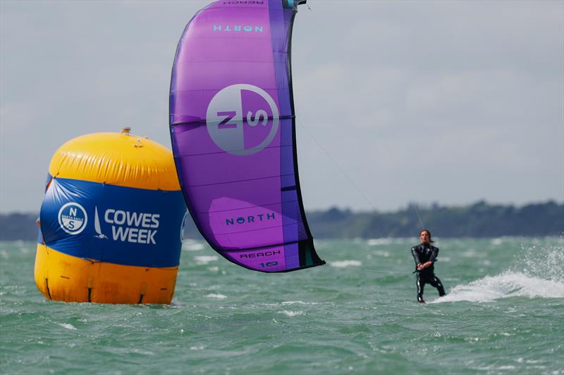 North Sails presented an Action Sports display of kitesurfing, all the more dramatic in the building winds - North Sails Cowes Week Day 5 - photo © Paul Wyeth / www.pwpictures.com