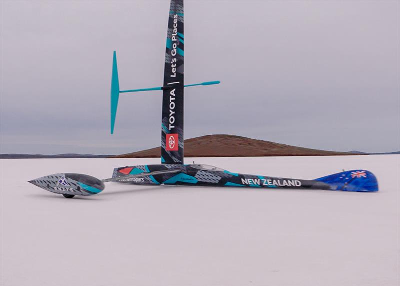 Horonuku - Emirates Team New Zealand's land yacht designed to beat the wind powered land speed world record attempt at South Australia's Lake Gairdner photo copyright Emirates Team New Zealand / James Somerset taken at Royal New Zealand Yacht Squadron and featuring the Land Yacht class