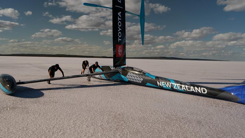 Horonuku - Emirates Team New Zealand's land yacht designed to beat the wind powered land speed world record attempt at South Australia's Lake Gairdner photo copyright Emirates Team New Zealand taken at Royal New Zealand Yacht Squadron and featuring the Land Yacht class