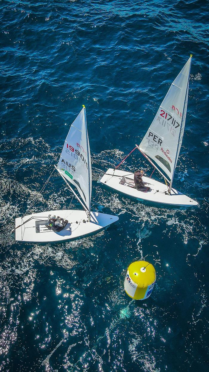 Matt Wearn at a mark rounding with Peru's Stefano Peschiera - 2023 Hyeres Regatta - photo © Sailing Energy