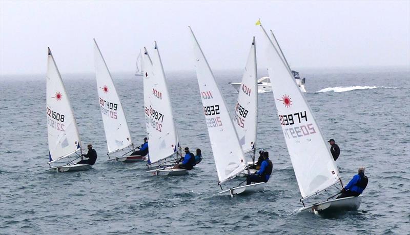 Class 8 start during the RCIYC Nick Cousins Memorial Spring Regatta photo copyright Bill Harris taken at Royal Channel Islands Yacht Club and featuring the ILCA 7 class