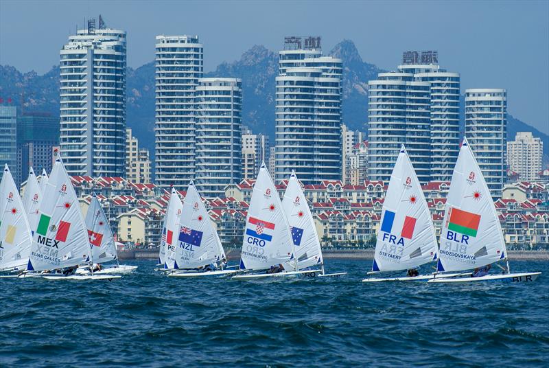 Laser Radial start - 2008 Olympic Regatta - Qingdao photo copyright Richard Gladwell taken at Qingdao Olympic Sailing Center and featuring the ILCA 6 class