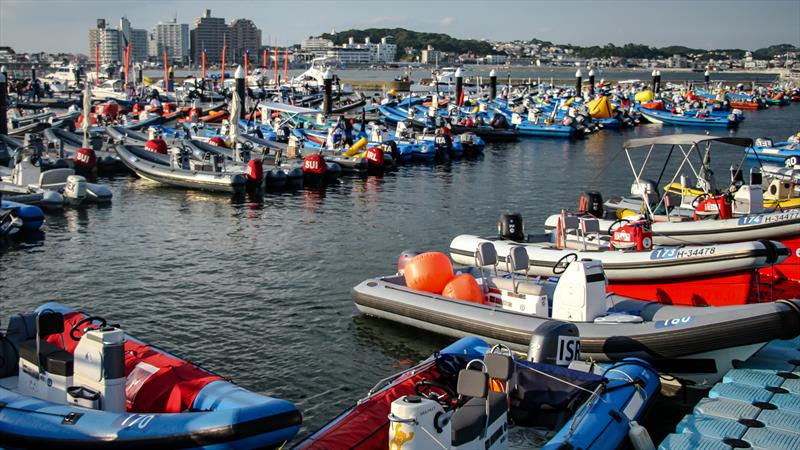 Tokyo2020 - Day 1 - July, 25 - Enoshima, Japan - Coach boats. - photo © Richard Gladwell - Sail-World.com / nz