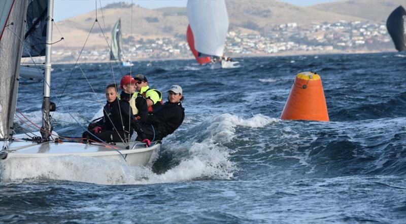 The youth team of Honey Badger, skippered by Toby Burnell, is one of the top youth teams sailing in Hobart photo copyright Jane Austin taken at  and featuring the SB20 class