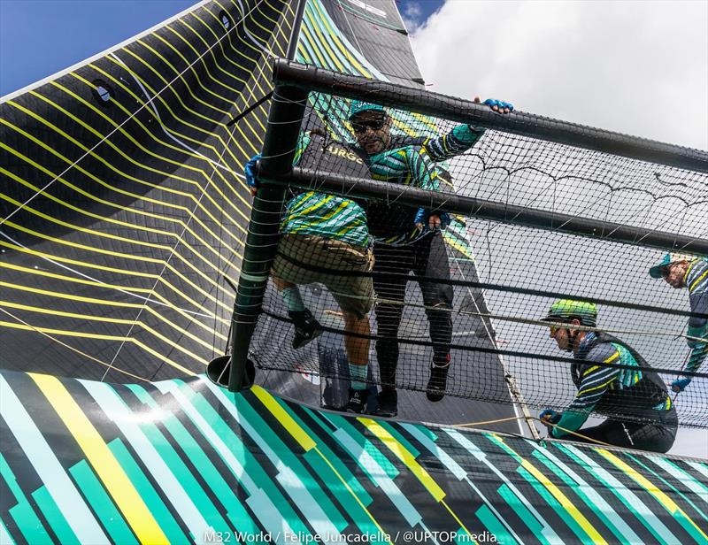 “Surge” with skipper Ryan McKillen and tactician Taylor Canfield quickly getting up to speed in this season's new crew configuration photo copyright M32World / Felipe Juncadella / UpTop Media taken at  and featuring the M32 class