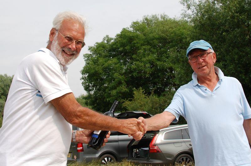 Barrie Martin (L) receives runner-up prize from RO Martin Crysell - Marblehead GAMES 5 event and Halfpenny Trophy at Abbey Meads - photo © Roger Stollery