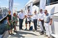 (L – R) Lorna Emberson,  Cynthia Rasch (From Port Denarau Marina), Cameron Shaw (Pennant Distillery) Sean Prosser (Captain, Impulsive) Natalie Ye (Benetti Yachts) David Good (Superyacht Australia) Jamie MacPhail (Pantaenius) 