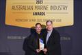 'The 2023 Marine Industry Champion of the Year,' presented by Steve Fisher from Rivergate Marina & Shipyard and received by Cameron Bray, The Superyacht People