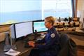 Marine Rescue Eden Deputy Unit Commander Nancy Weather on radio watch at the Marine Rescue Eden Search and Rescue Coordination Centre