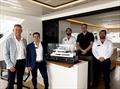 (l-r) ILIAD Catamarans general manager Michael Crook, Almirant /Yucatan Seas CEO Alejandro Mirabent, Alejandro Auais of Almirant /Yucatan Seas, ILIAD Catamarans design director Riccardo Bulgarelli, and Juan Fajardo of Almirant /Yucatan Seas