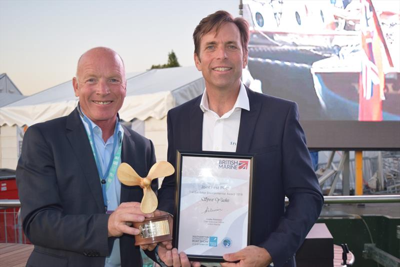 Spirit Yachts MD Nigel Stuart (right) with Mike Golding OBE - photo © Helen Porter