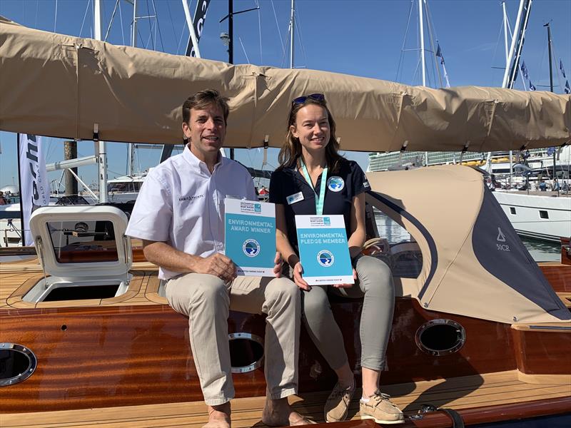 Spirit Yachts MD Nigel Stuart with Kate Fortnum from The Green Blue photo copyright Helen Porter taken at  and featuring the Marine Industry class