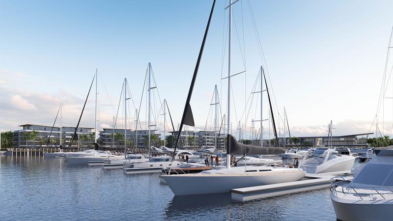 The Gateway sets sail at Burnett Heads: A View from harbor entrance to marina village photo copyright BH Developments taken at  and featuring the Marine Industry class